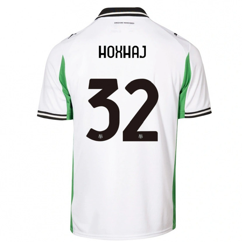 Danxen Bambino Maglia Kristina Hoxhaj #32 Bianco Verde Nero Kit Gara Away 2025/26 Maglietta