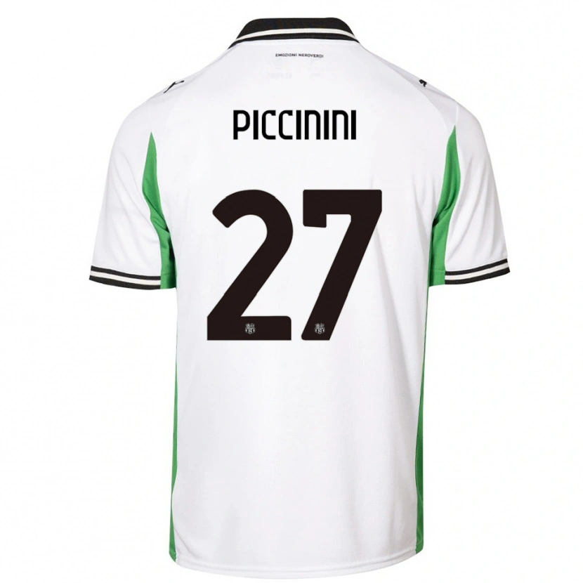 Danxen Bambino Maglia Stefano Piccinini #27 Bianco Verde Nero Kit Gara Away 2025/26 Maglietta