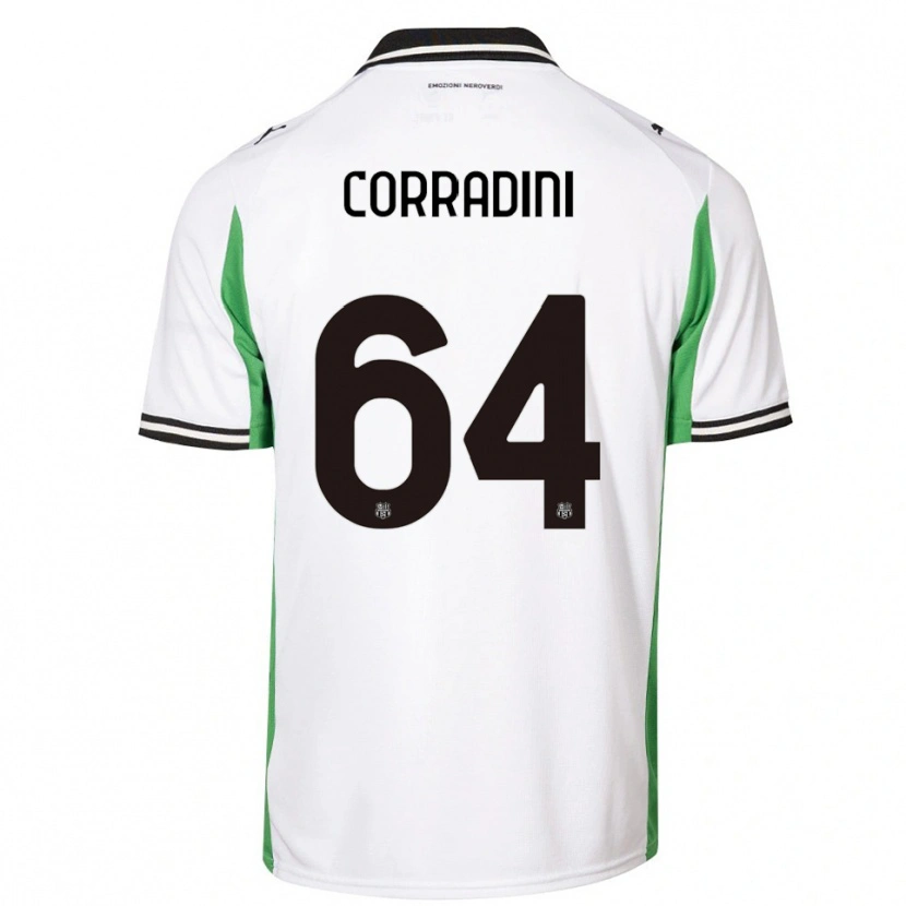 Danxen Bambino Maglia Francesco Corradini #64 Bianco Verde Nero Kit Gara Away 2025/26 Maglietta