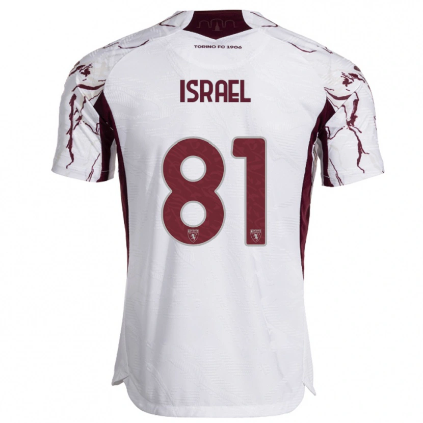 Danxen Bambino Maglia Franco Israel #81 Bianco Bordeaux Kit Gara Away 2025/26 Maglietta