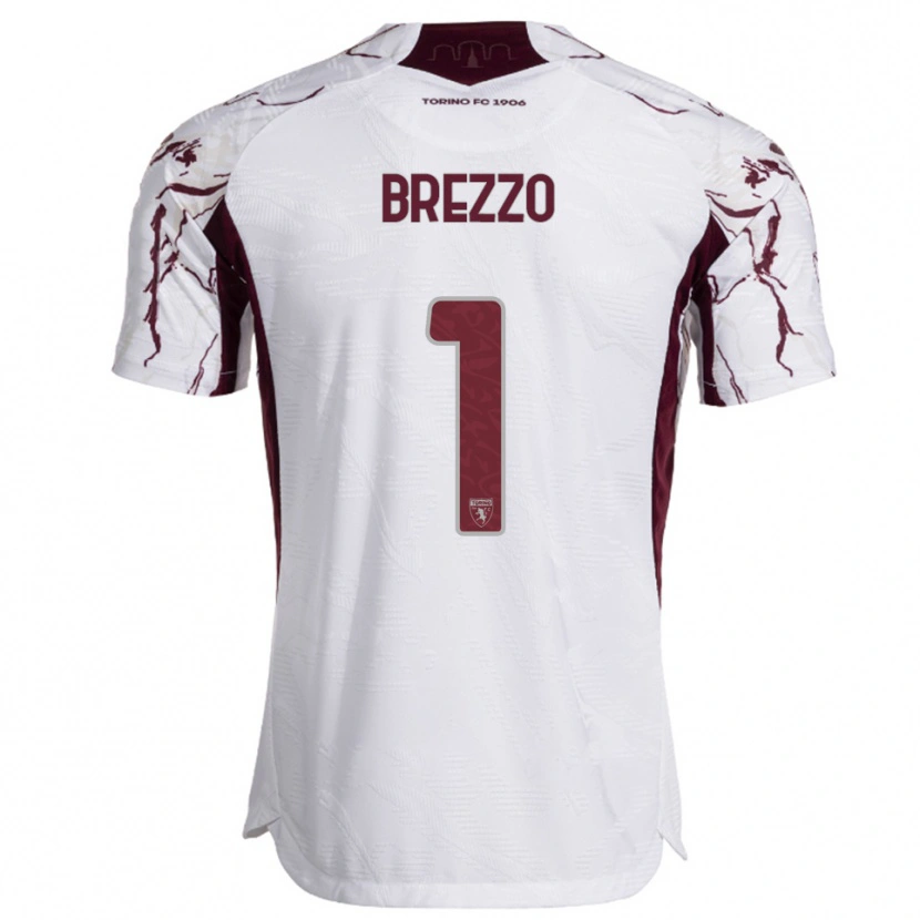 Danxen Bambino Maglia Matteo Brezzo #1 Bianco Bordeaux Kit Gara Away 2025/26 Maglietta