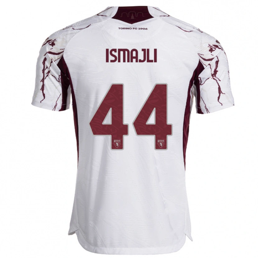Danxen Bambino Maglia Ardian Ismajli #44 Bianco Bordeaux Kit Gara Away 2025/26 Maglietta