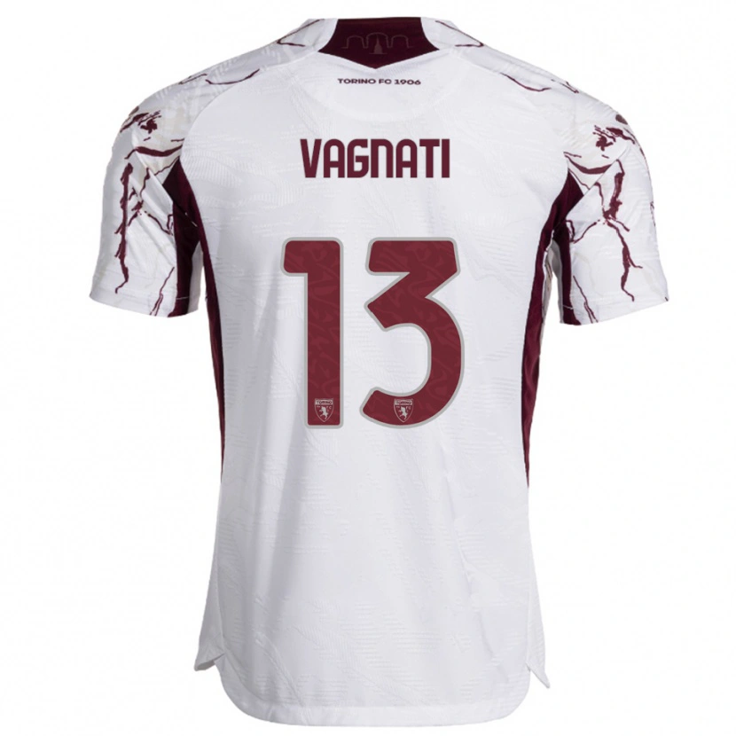 Danxen Bambino Maglia Manuel Vagnati #13 Bianco Bordeaux Kit Gara Away 2025/26 Maglietta