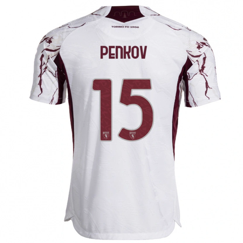 Danxen Bambino Maglia Borislav Penkov #15 Bianco Bordeaux Kit Gara Away 2025/26 Maglietta