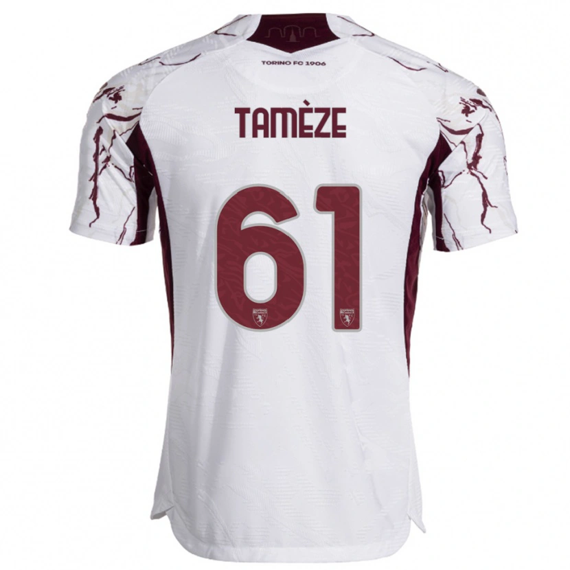 Danxen Bambino Maglia Adrien Tamèze #61 Bianco Bordeaux Kit Gara Away 2025/26 Maglietta