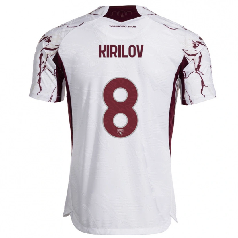 Danxen Bambino Maglia Martin Kirilov #8 Bianco Bordeaux Kit Gara Away 2025/26 Maglietta