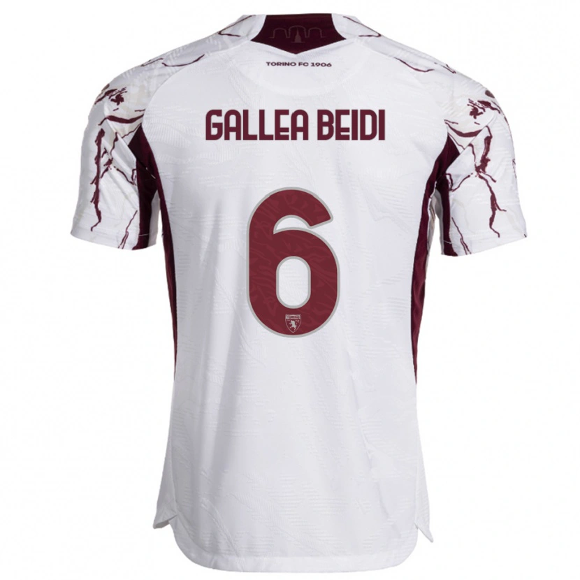 Danxen Bambino Maglia Francesco Gallea Beidi #6 Bianco Bordeaux Kit Gara Away 2025/26 Maglietta