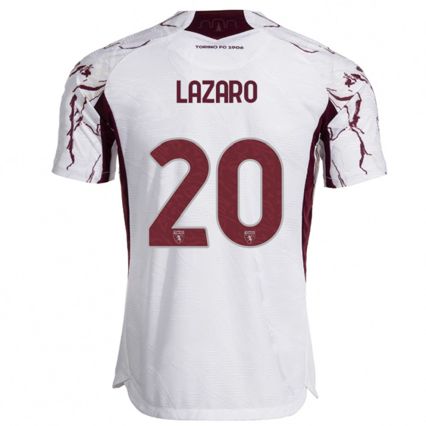 Danxen Bambino Maglia Valentino Lazaro #20 Bianco Bordeaux Kit Gara Away 2025/26 Maglietta