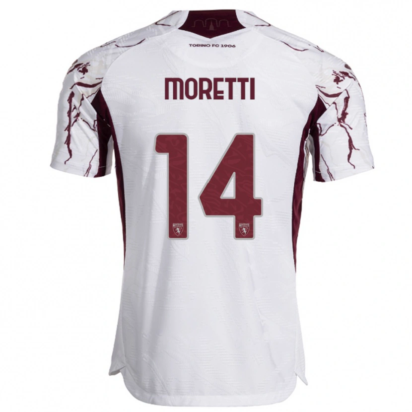 Danxen Bambino Maglia Matias Moretti #14 Bianco Bordeaux Kit Gara Away 2025/26 Maglietta