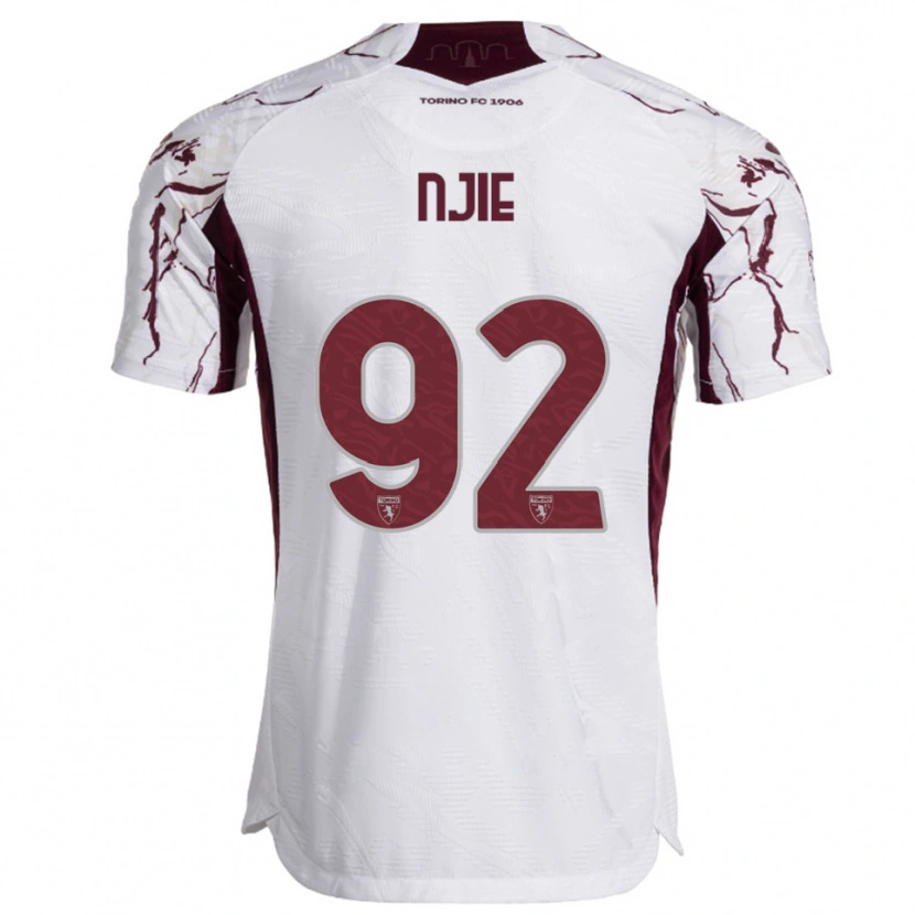 Danxen Bambino Maglia Alieu Njie #92 Bianco Bordeaux Kit Gara Away 2025/26 Maglietta