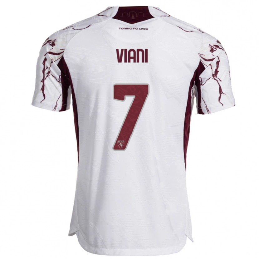 Danxen Bambino Maglia Pietro Viani #7 Bianco Bordeaux Kit Gara Away 2025/26 Maglietta