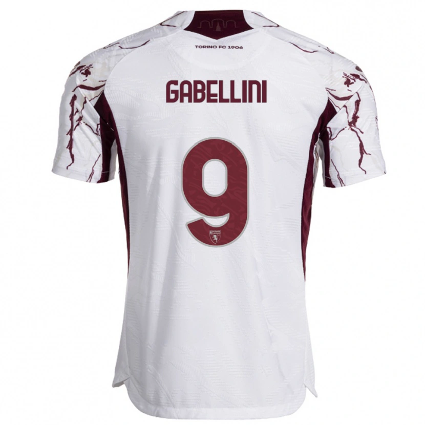 Danxen Bambino Maglia Tommaso Gabellini #9 Bianco Bordeaux Kit Gara Away 2025/26 Maglietta