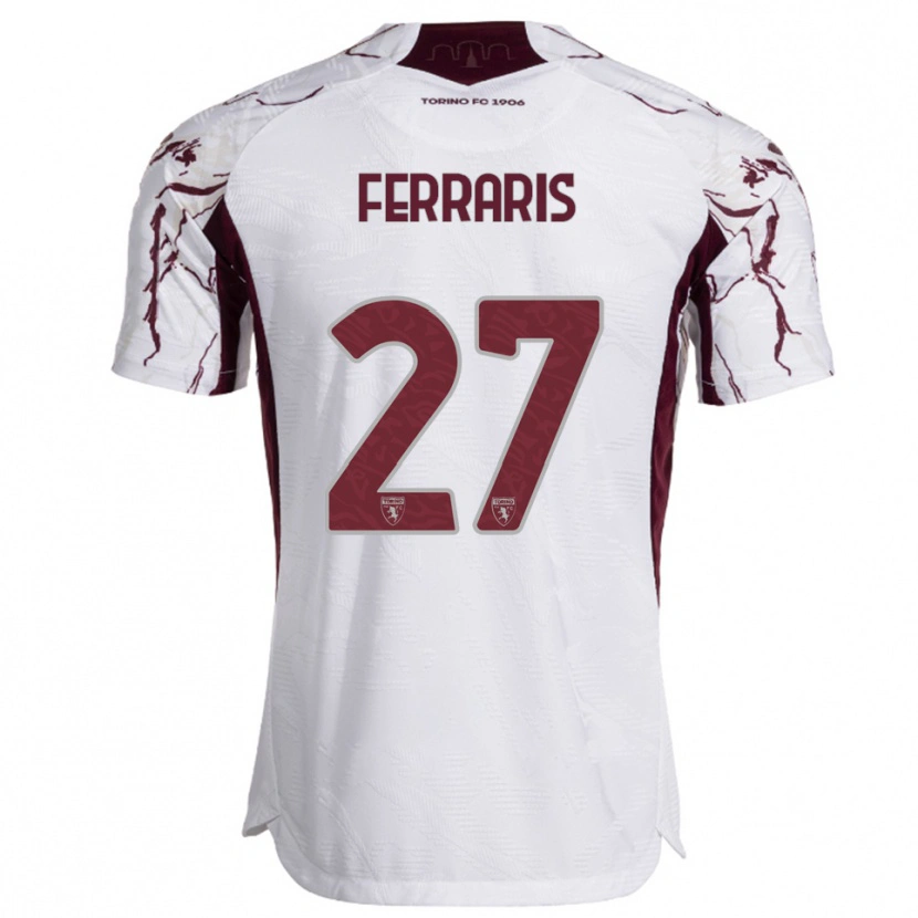 Danxen Bambino Maglia Lorenzo Ferraris #27 Bianco Bordeaux Kit Gara Away 2025/26 Maglietta