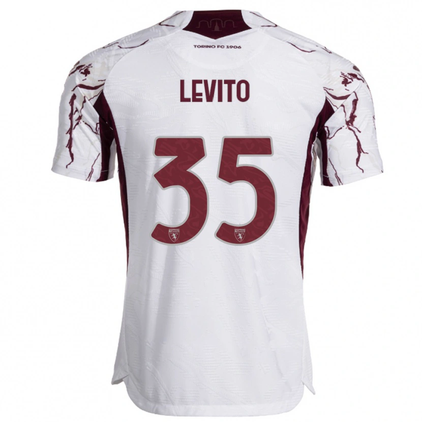 Danxen Bambino Maglia Isabeau Levito #35 Bianco Bordeaux Kit Gara Away 2025/26 Maglietta