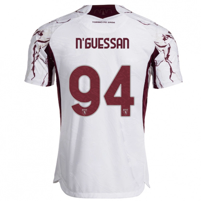 Danxen Bambino Maglia Ange Caumenan N'guessan #94 Bianco Bordeaux Kit Gara Away 2025/26 Maglietta