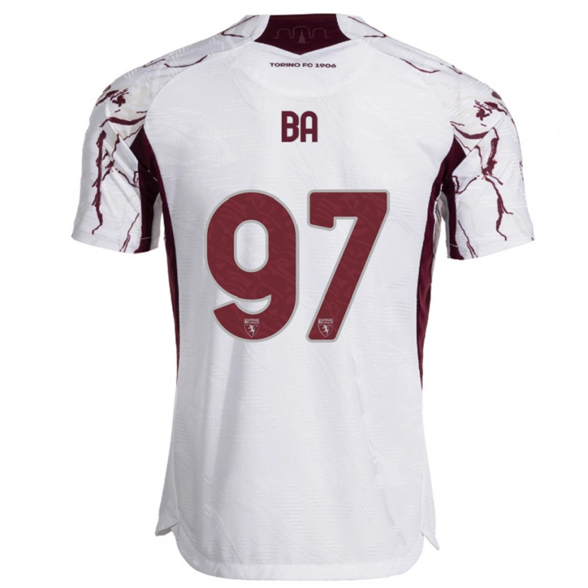 Danxen Bambino Maglia El-Hadji Ba #97 Bianco Bordeaux Kit Gara Away 2025/26 Maglietta