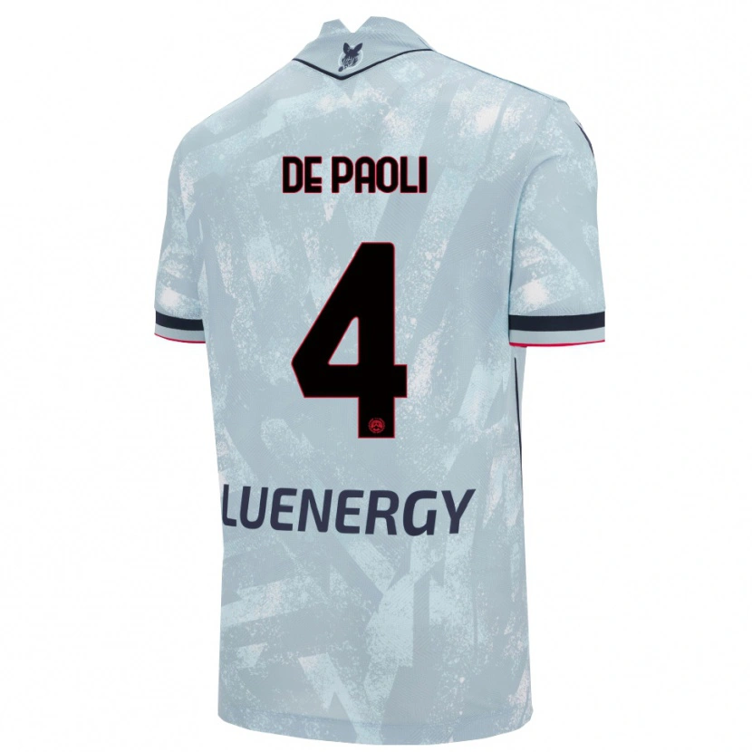 Danxen Bambino Maglia Cristiano De Paoli #4 Azzurro Chiaro Nero Kit Gara Away 2025/26 Maglietta