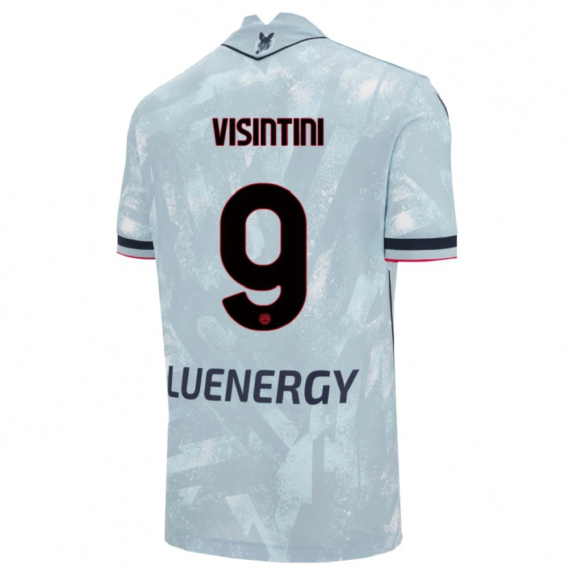 Danxen Bambino Maglia Patrick Visintini #9 Azzurro Chiaro Nero Kit Gara Away 2025/26 Maglietta