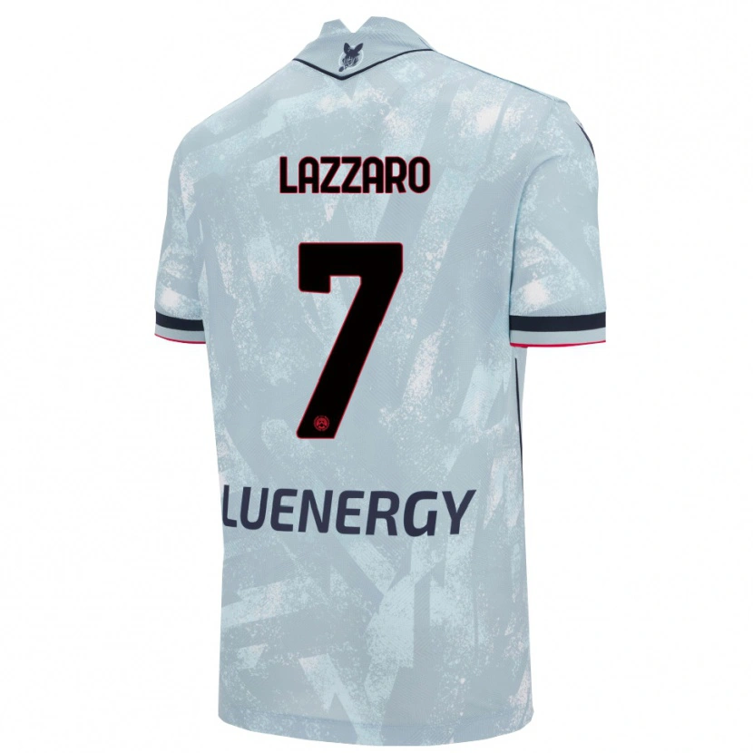 Danxen Bambino Maglia Davide Lazzaro #7 Azzurro Chiaro Nero Kit Gara Away 2025/26 Maglietta