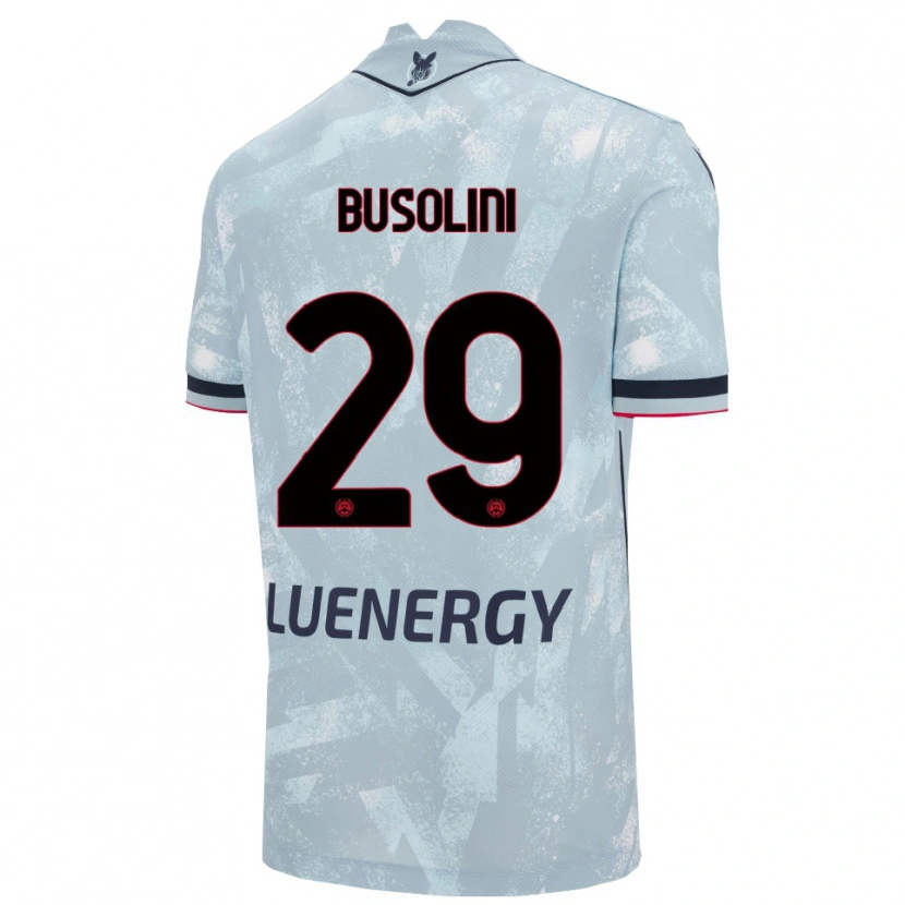 Danxen Bambino Maglia Alessandro Busolini #29 Azzurro Chiaro Nero Kit Gara Away 2025/26 Maglietta