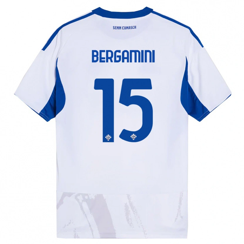 Danxen Bambino Maglia Mattia Bergamini #15 Bianco Blu Kit Gara Away 2025/26 Maglietta