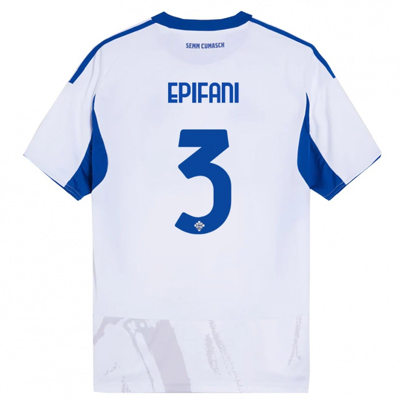 Danxen Bambino Maglia Lorenzo Epifani #3 Bianco Blu Kit Gara Away 2025/26 Maglietta