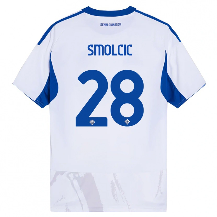 Danxen Bambino Maglia Ivan Smolcic #28 Bianco Blu Kit Gara Away 2025/26 Maglietta