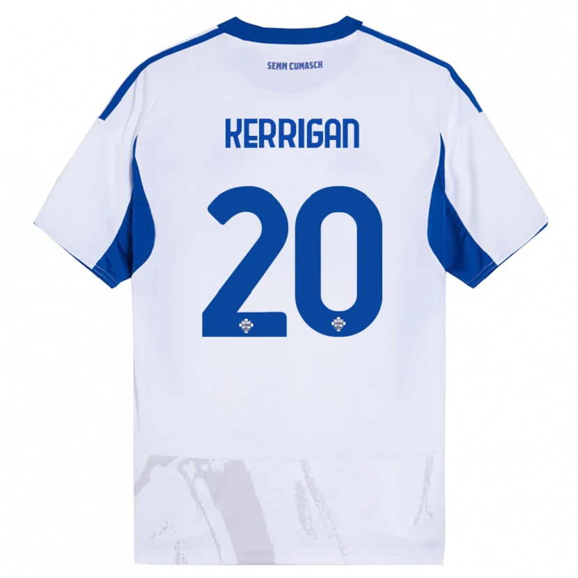 Danxen Bambino Maglia Liam Kerrigan #20 Bianco Blu Kit Gara Away 2025/26 Maglietta