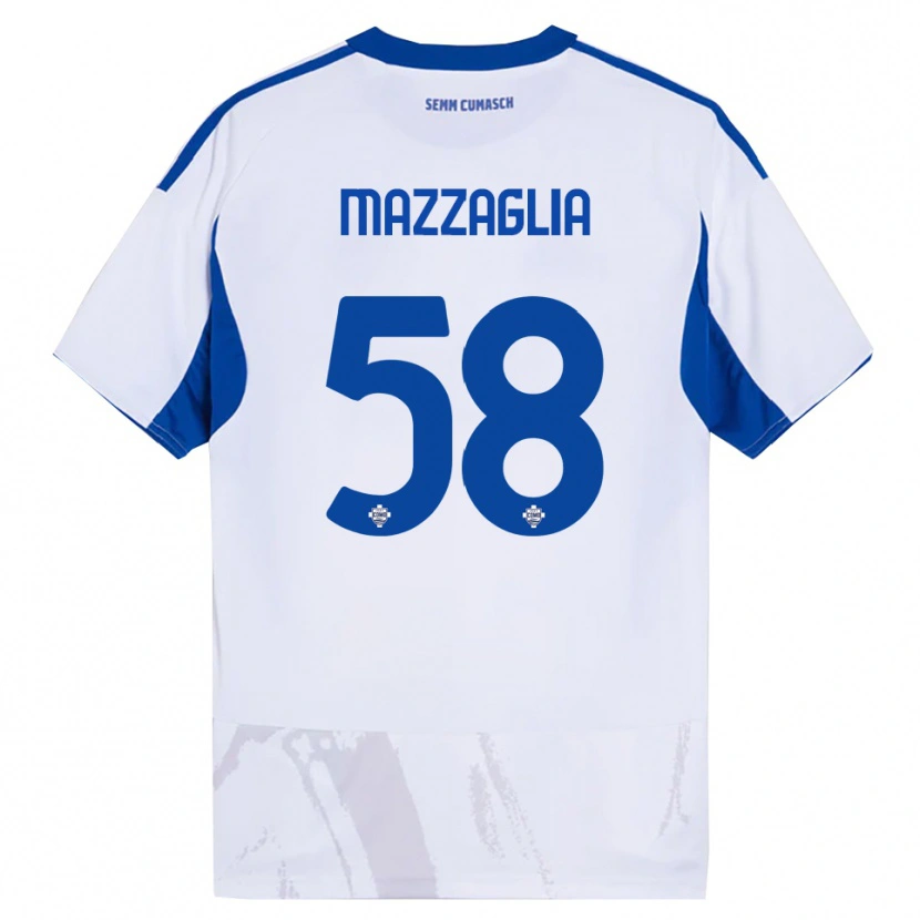Danxen Bambino Maglia Giuseppe Mazzaglia #58 Bianco Blu Kit Gara Away 2025/26 Maglietta