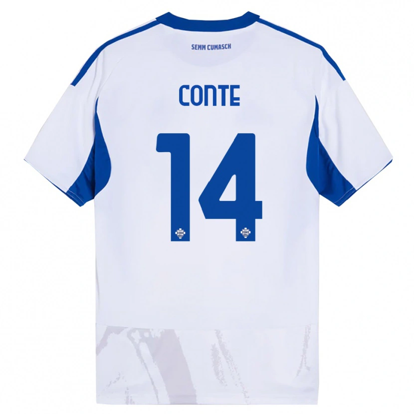 Danxen Bambino Maglia Federico Conte #14 Bianco Blu Kit Gara Away 2025/26 Maglietta