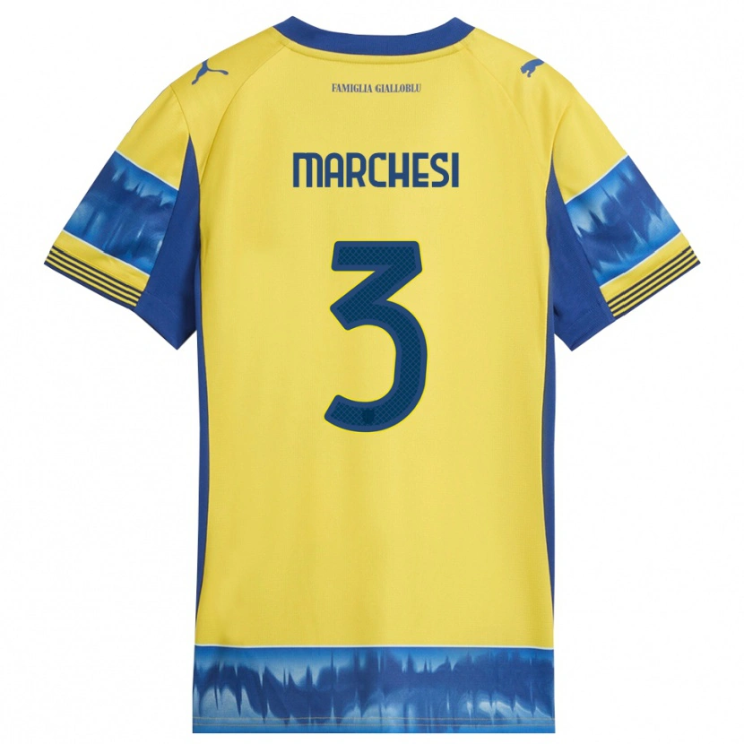 Danxen Bambino Maglia Lorenzo Marchesi #3 Giallo Blu Kit Gara Away 2025/26 Maglietta