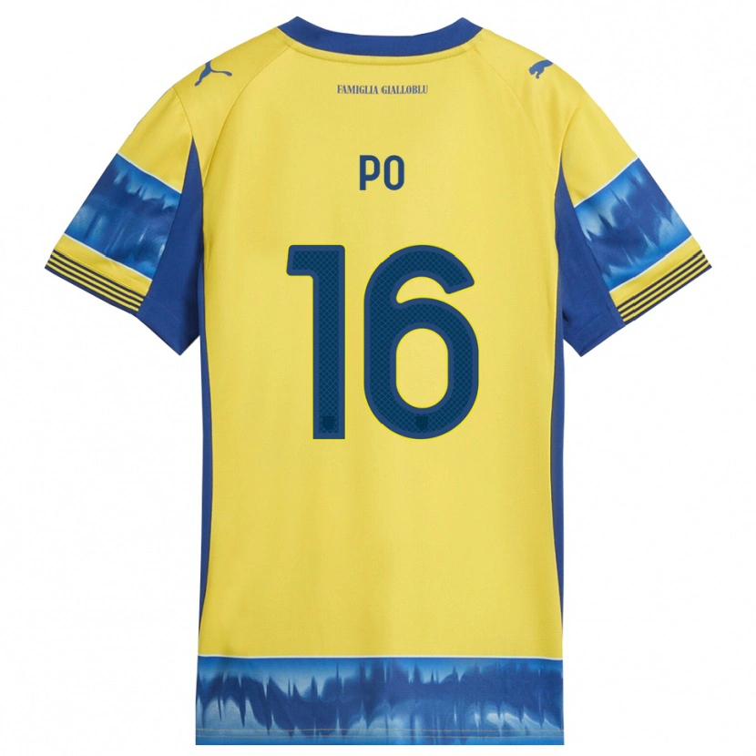 Danxen Bambino Maglia Federico Po #16 Giallo Blu Kit Gara Away 2025/26 Maglietta