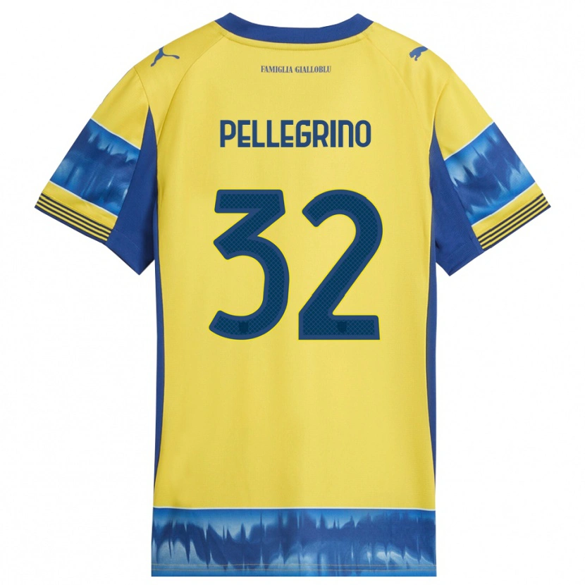 Danxen Bambino Maglia Mateo Pellegrino #32 Giallo Blu Kit Gara Away 2025/26 Maglietta