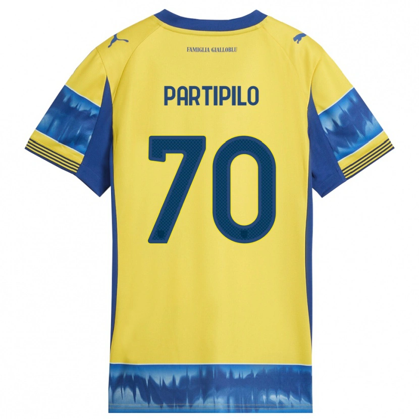 Danxen Bambino Maglia Anthony Partipilo #70 Giallo Blu Kit Gara Away 2025/26 Maglietta