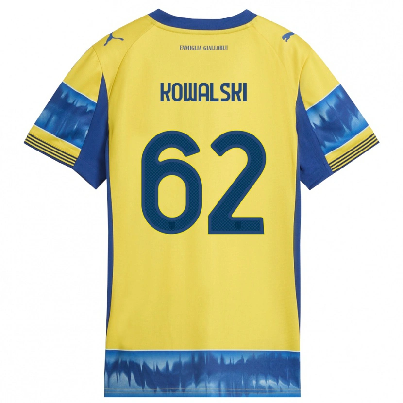Danxen Bambino Maglia Mateusz Kowalski #62 Giallo Blu Kit Gara Away 2025/26 Maglietta