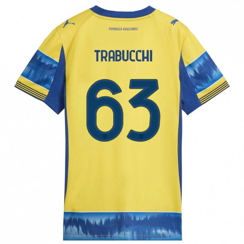 Danxen Bambino Maglia Nicolas Trabucchi #63 Giallo Blu Kit Gara Away 2025/26 Maglietta