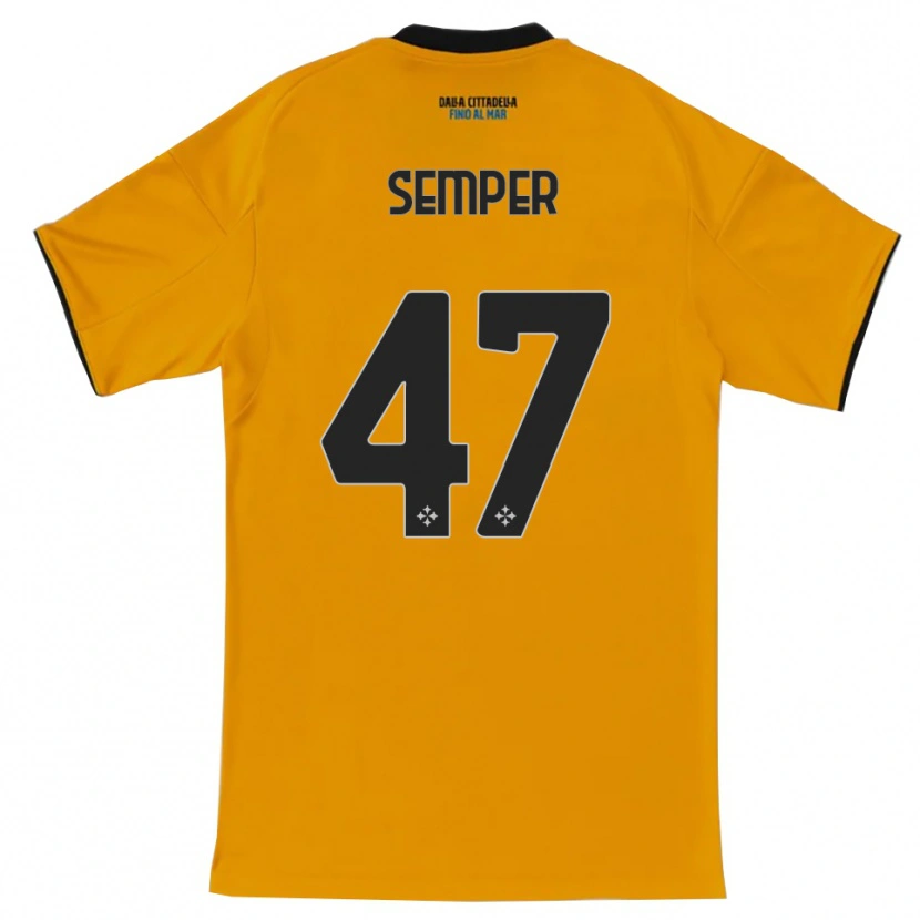 Danxen Bambino Maglia Adrian Semper #47 Arancione Blu Kit Gara Away 2025/26 Maglietta