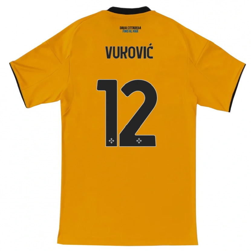 Danxen Bambino Maglia Ante Vukovic #12 Arancione Blu Kit Gara Away 2025/26 Maglietta