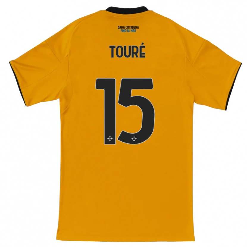 Danxen Bambino Maglia Idrissa Touré #15 Arancione Blu Kit Gara Away 2025/26 Maglietta