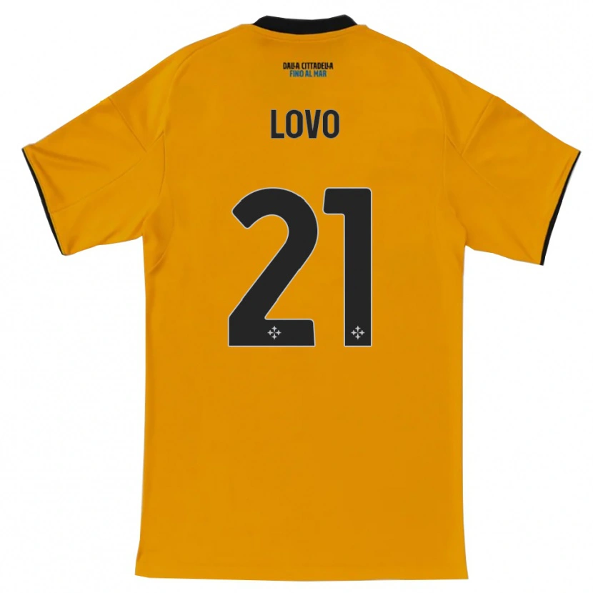 Danxen Bambino Maglia Christian Lovo #21 Arancione Blu Kit Gara Away 2025/26 Maglietta