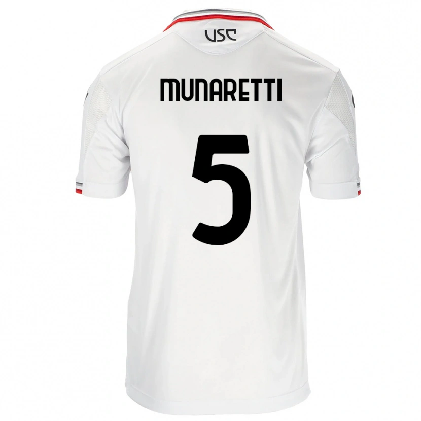Danxen Bambino Maglia Luca Munaretti #5 Bianco Rosso Kit Gara Away 2025/26 Maglietta