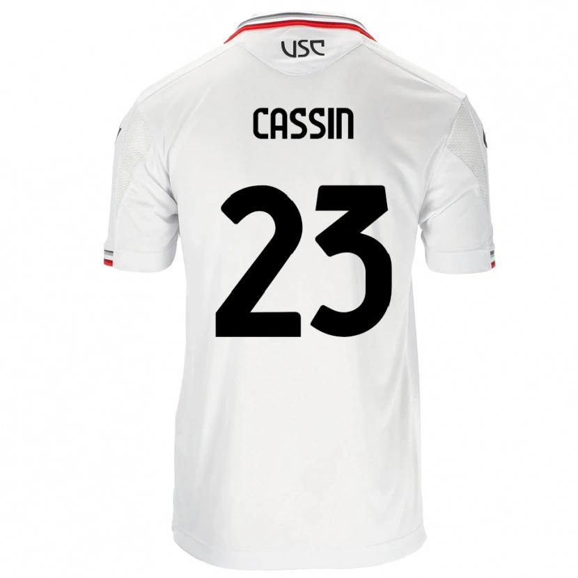 Danxen Bambino Maglia Marco Cassin #23 Bianco Rosso Kit Gara Away 2025/26 Maglietta