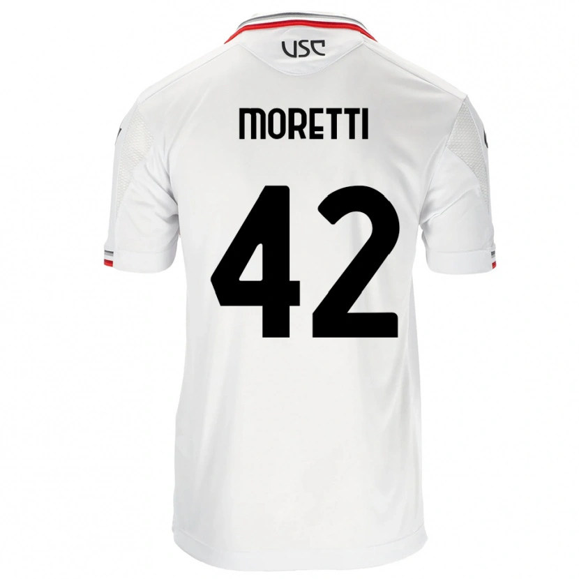 Danxen Bambino Maglia Lorenzo Moretti #42 Bianco Rosso Kit Gara Away 2025/26 Maglietta
