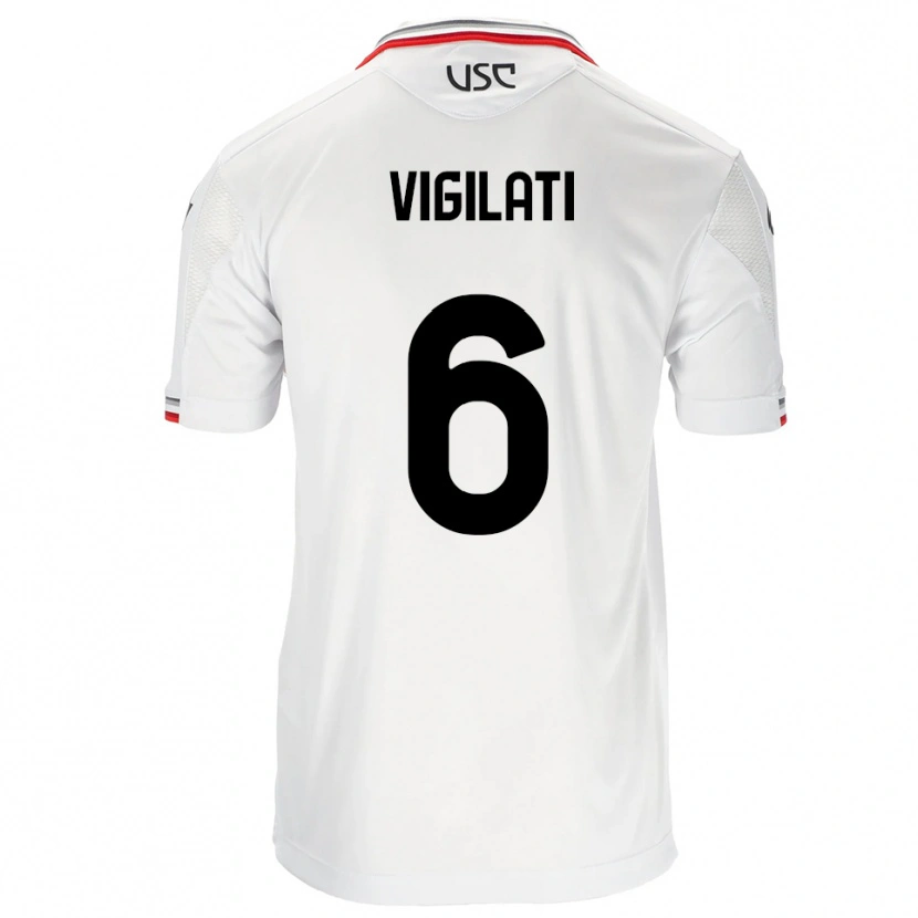 Danxen Bambino Maglia Tommaso Vigilati #6 Bianco Rosso Kit Gara Away 2025/26 Maglietta