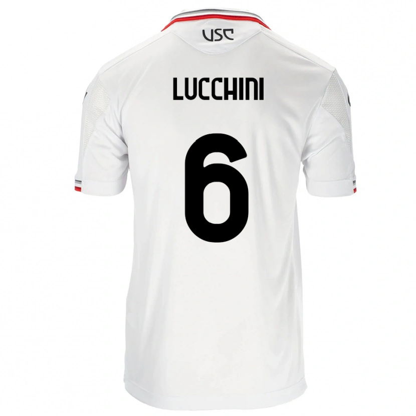 Danxen Bambino Maglia Matteo Lucchini #6 Bianco Rosso Kit Gara Away 2025/26 Maglietta