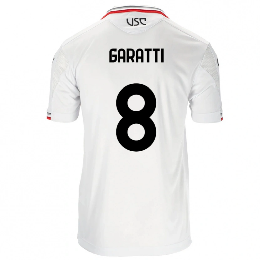 Danxen Bambino Maglia Davide Garatti #8 Bianco Rosso Kit Gara Away 2025/26 Maglietta