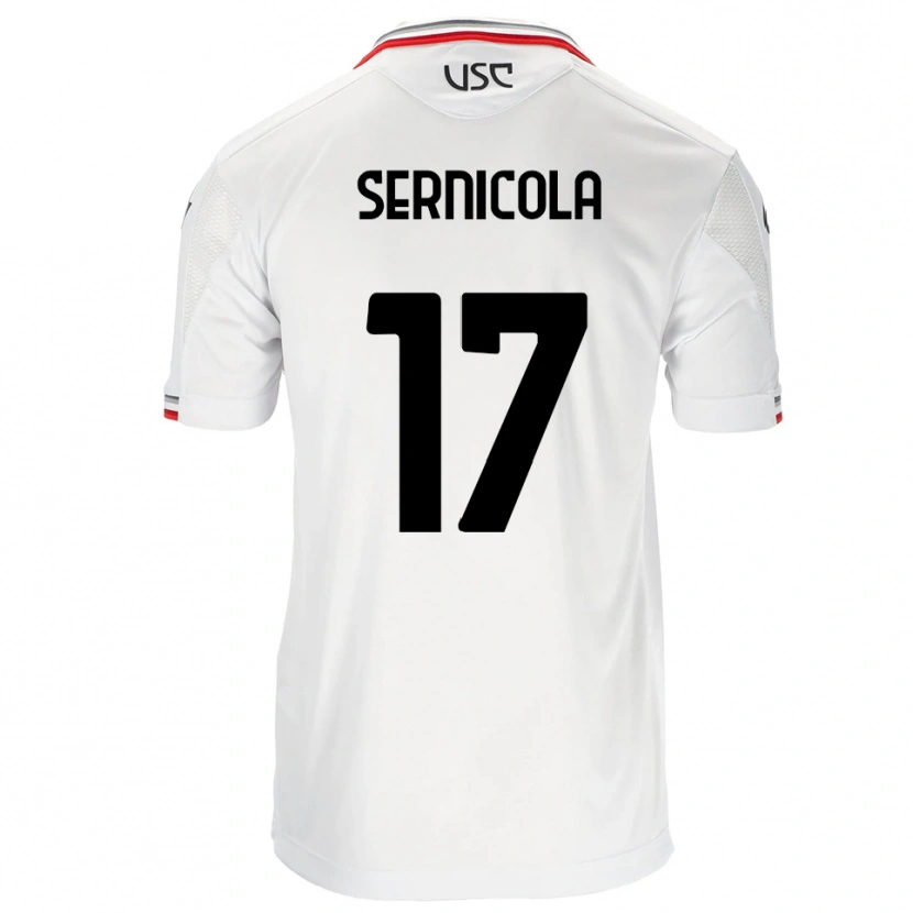 Danxen Bambino Maglia Leonardo Sernicola #17 Bianco Rosso Kit Gara Away 2025/26 Maglietta