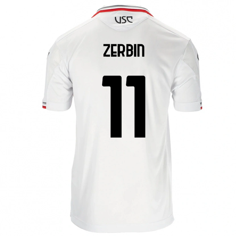 Danxen Bambino Maglia Alessio Zerbin #11 Bianco Rosso Kit Gara Away 2025/26 Maglietta