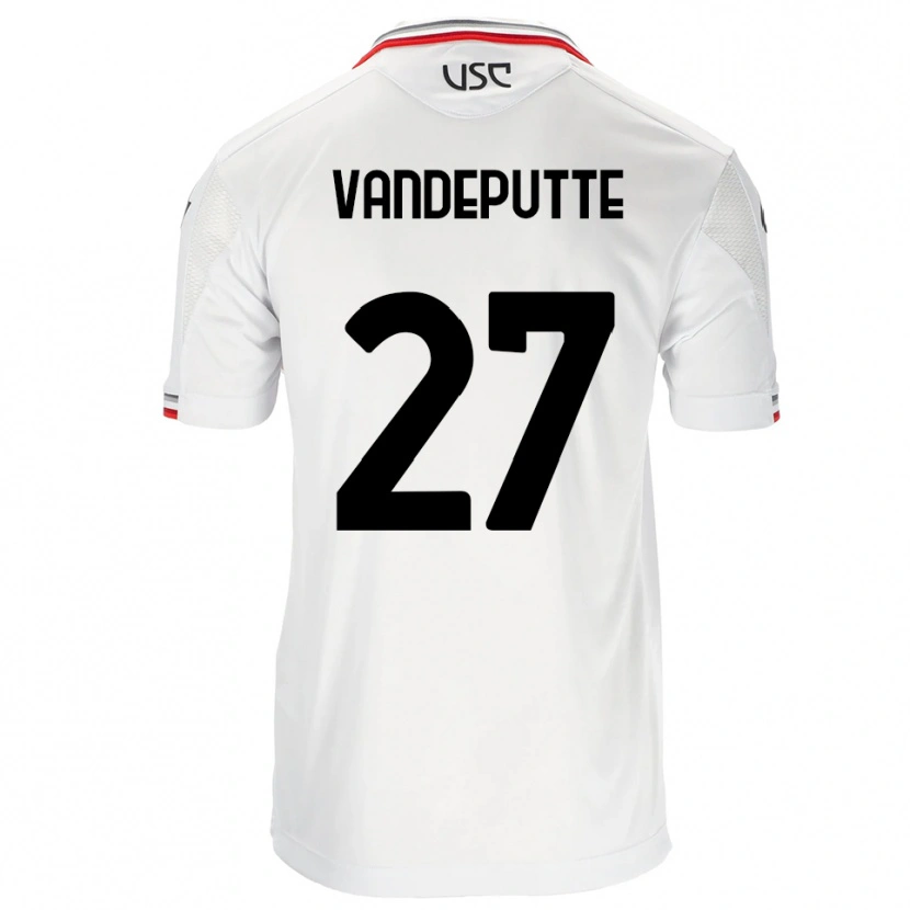 Danxen Bambino Maglia Jari Vandeputte #27 Bianco Rosso Kit Gara Away 2025/26 Maglietta