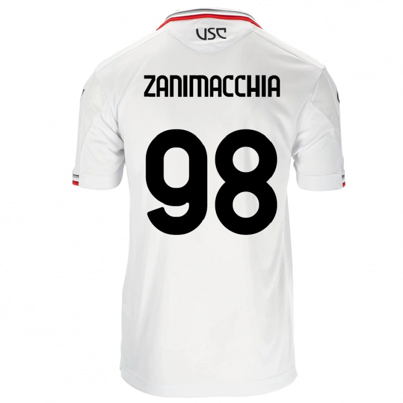 Danxen Bambino Maglia Luca Zanimacchia #98 Bianco Rosso Kit Gara Away 2025/26 Maglietta